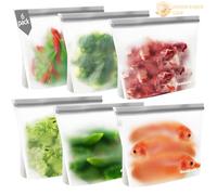 ReaGold 6 Piezas Bolsas Congelacion, Bolsas Silicona Reutilizables Zip, Bolsas de Congelación Reutilizables Silicona sin BPA, Bolsas Zip Alimentos para Frutas, Almuerzos, Viajes