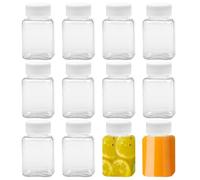 ReaJoys Botellas de jugo de plástico con tapas de 100 ml, 12 botellas de jugo vacías de plástico transparente para jugos, botellas de agua y leche