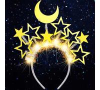Reaky Diadema iluminada con halo de estrella dorada, corona LED, accesorios para el cabello para mujer