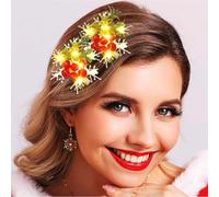 Reaky - Pinzas para el pelo con luces navideñas LED, copo de nieve, rojo baya, para mujer, accesorios para el cabello de Navidad