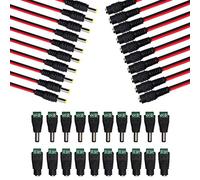 [Real 18 AWG 43 x 2 Cables] 10 Pares de Cables de alimentación DC 12 V 5 A Macho & Hembra + 10 Pares DC Enchufe Adaptador Conector para CCTV Home Security Surveillance por MILAPEAK (2,1 mm x 5,5 mm)