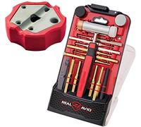 Real Avid Brass Punch Set & Hammer + Non-Slip Magnetic Bench Block | 7 Premium Brass Pin Punches & 3 Steel Punches, 4 Interchangeable Hammer Heads - Brass Steel Rubber & Nylon + Universal Bench Block