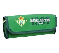 REAL BETIS - Estuche Juvenil Desplegable, Material Escolar, Portatodo con Solapa y Cremallera, Color Verde, Producto Oficial (CyP Brands)