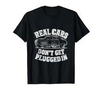 Real Cars Don't Get Plugged in - Vintage Muscle Car - Texto en alemán Camiseta