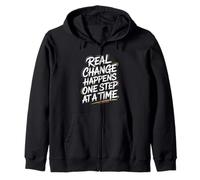 Real Change Happens One Step At A Time - Cita Motivacional Sudadera con Capucha