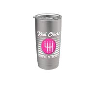 Real Chicks Drive Sticks Las Mujeres Transmisión Manual Vaso térmico de acero inoxidable de doble pared