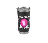 Real Chicks Drive Sticks Las Mujeres Transmisión Manual Vaso térmico de acero inoxidable de doble pared