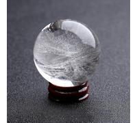 Real Clear Quartz Crystal Ball, Polished White Crystal Sphere with Stand, Feng Shui Crystal Decorative Ball for Home Decor,40mm/1.57in