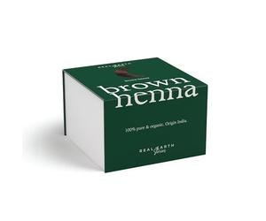 Real Earth - Brown Henna - Tinte de Henna - 100% orgánica y natural - Barros para teñir el pelo - Cabellos castaños oscuros - Coloración Natural - Cosmética ayurvédica - Vegana - Sin amoniacos - 250gr