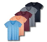 Real Essentials Ladies Dry Fit V Neck Camiseta, Juego 2, S para Mujer