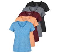 Real Essentials Ladies Dry Fit V Neck Camiseta, Juego 2, XL (Pack de 5) para Mujer