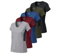 Real Essentials Ladies Dry Fit V Neck Camiseta, Set 3, L para Mujer