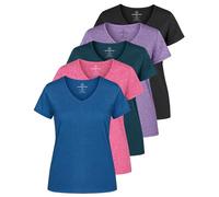 Real Essentials Ladies Dry Fit V Neck Camiseta, Set 7, L para Mujer