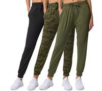 Real Essentials - Pantalones de chándal para mujer, paquete de 3 unidades, con bolsillos, para yoga, correr, entrenamiento atlético (disponible en tallas grandes), Set 4, M