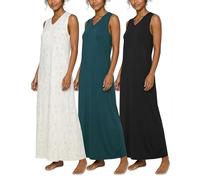 Real Essentials Paquete de 3: camisón Suave sin Mangas para Mujer (Disponible en Tallas Grandes), Conjunto 3, S