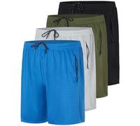 Real Essentials Paquete de 3: Pantalones Cortos Deportivos de Malla de Secado rápido para Hombre de 7 Pulgadas con Bolsillos con Cremallera y cordón, Set 3, X-Large