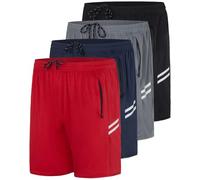 Real Essentials Paquete de 3: Pantalones Cortos Deportivos de Malla de Secado rápido para Hombre de 7 Pulgadas con Bolsillos con Cremallera y cordón, Set 8, Medium