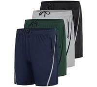 Real Essentials Paquete de 4: Pantalones Cortos Deportivos de Malla de Secado rápido para Hombre de 7 Pulgadas con Bolsillos con Cremallera (Disponible en Tallas Grandes y Altas), Conjunto 7, Medium