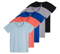 Real Essentials Paquete de 5: Camiseta Deportiva de Manga Corta con Cuello Redondo y tecnología Dry Fit Tech para Mujer (Disponible en Tallas Grandes), Juego 10, M