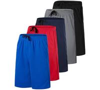 Real Essentials - Paquete de 5 Pantalones Cortos Deportivos de Baloncesto de Malla para Hombre, Ropa Deportiva de Secado rápido con Bolsillos, Set K, Medium