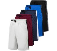 Real Essentials - Paquete de 5 Pantalones Cortos Deportivos de Baloncesto de Malla para Hombre, Ropa Deportiva de Secado rápido con Bolsillos, Set O, Medium