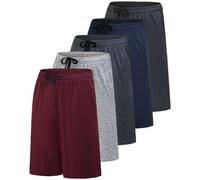Real Essentials - Paquete de 5 Pantalones Cortos Deportivos Dry-Fit Resistentes al Sudor para Hombre, Conjunto E, XXX-Large