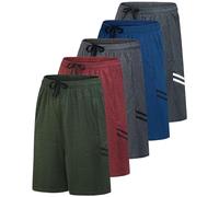 Real Essentials - Paquete de 5 Pantalones Cortos Deportivos Dry-Fit Resistentes al Sudor para Hombre, Juego H, Large