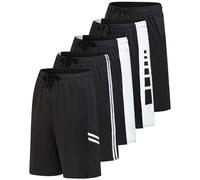 Real Essentials - Paquete de 5 Pantalones Cortos Deportivos Dry-Fit Resistentes al Sudor para Hombre, Set L, X-Large