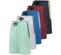 Real Essentials - Paquete de 5 pantalones cortos deportivos Dry-Fit resistentes al sudor para hombre, Set P, XXX-Large