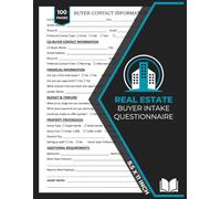 Real Estate Buyer Intake Questionnaire: Client Consultation Forms For Realtors | New Customer Survey | Home Buyer Intake Book for Realtors and Brokers | 50 Forms