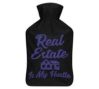 Real Estate Is My Hustle - Botella de agua de goma con cubierta de felpa suave, bolsa de agua caliente para invierno, manos y pies, protección contra el frío, 1000 ml