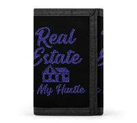 Real Estate Is My Hustle - Cartera de bolsillo frontal triple con clip para dinero, ranuras para tarjetas de crédito, llavero
