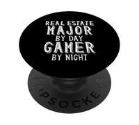 Real Estate Major by Day Gamer by Night Relator Student PopSockets PopGrip Adhesivo