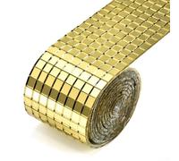 Real Glass Square Stickers 5mm for Wall Decor(Gold) | Pre-applied backing, easy peel and , no extra glue, long lasting hold, quick installation
