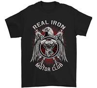Real Iron - Camiseta de algodón para hombre, diseño de moto, color dorado, Negro, 4XL