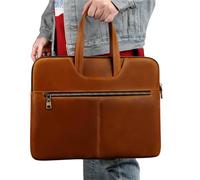 Real Leather Men's Briefcase 15.6 "computer Storage Large Capacity Business Office Lightweight Handbag(Black)
