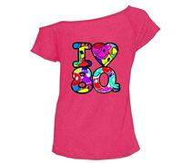 REAL LIFE FASHION LTD Camiseta básica de manga casquillo para mujer de los años 80 con cara de sonrisa I Love 80 camiseta con hombros descubiertos, Cara sonriente rosa, 20-22