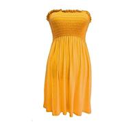REAL LIFE FASHION LTD Vestido midi bandeau para mujer, vestido de verano, sin tirantes, estampado floral, sin mangas, vestido corto, Mostaza, 48-50