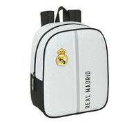 REAL MADRID 1ª EQUIPACIÓN 24/25 - Mochila Infantil, Mochila Niño, Mochila Escolar, Adaptable a Carro, Ideal para Guardería, Cómoda y Versátil, Calidad y Resistencia, 22x10x27 cm, Color Blanco/gris