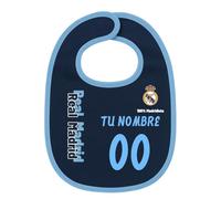 Real Madrid - Babero personalizable para bebé entre 0 y 1 año | Diseño exclusivo oficial | Nombre y número personalizados | Ideal para regalo madridista (Bebé, Azul, Talla única)
