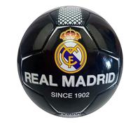 Real Madrid Balón Negro Franja Blanca Grande Producto Oficial Talla 5 tamaño Similar al reglamentario de fútbol 11