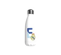 Real Madrid - Botella Agua de Acero Inoxidable, Cierre Hermético, con Diseño Letra E en Azul, 550 ml, Color Blanco, Producto Oficial (CyP Brands)