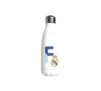 Real Madrid - Botella Agua de Acero Inoxidable, Cierre Hermético, con Diseño Letra F en Azul, 550 ml, Color Blanco, Producto Oficial (CyP Brands)
