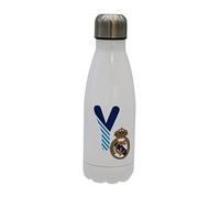 Real Madrid - Botella Agua de Acero Inoxidable, Cierre Hermético, con Diseño Letra Y en Azul, 550 ml, Color Blanco, Producto Oficial