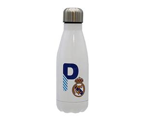 Real Madrid - Botella Agua de Acero Inoxidable, Cierre Hermético, Diseño Letra P en Azul, 550 ml, Color Blanco, Producto Oficial (CyP Brands)