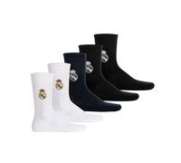 Real Madrid Calcetines Unisex, Blanco/Azul oscuro/Negro, 43-46, Pack 5