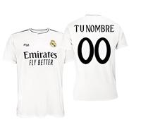 Real Madrid Camiseta Personalizada con tú Nombre de la Primera Equipación Temporada 2024-2025 - Réplica Oficial Autorizada con Licencia - Adulto (FR/ES, Letras, L, Regular, Regular, Blanco)