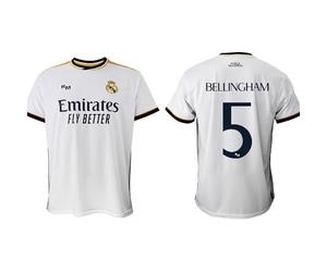 Real Madrid Camiseta Primera Equipación Temporada 2023-2024 - Bellingham 5 - Replica Oficial con Licencia Oficial - Adulto (FR/ES, Letras, XXL, Regular, Regular)