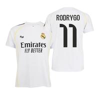 Real Madrid - Camiseta Réplica 25/26 Rodrygo 11 | Blanca | Nombre y Dorsal Oficial | Tejido Transpirable Secado rápido | Corte Unisex afición fútbol | Idea Regalo