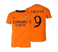 Real Madrid - Camiseta Segunda Equipación Temporada 24/25, MBAPPE, Adulto, Replica con Licencia Oficial (FR/ES, Letras, XL, Regular, Regular, Naranja)